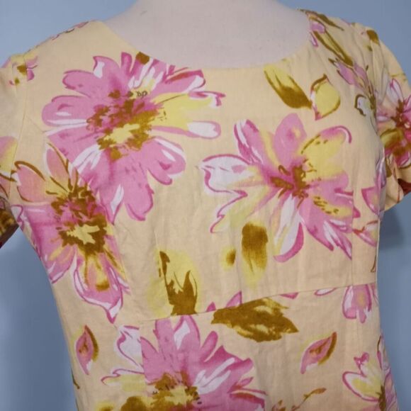 Chadwick's of Boston Floral Midi Dress Yellow/ Pink Size 12 - Picture 4 of 12